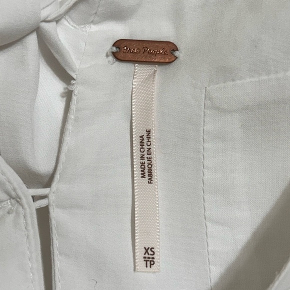 Free People Tie Sleeve open back poplin ToP  size xs - Picture 3 of 11